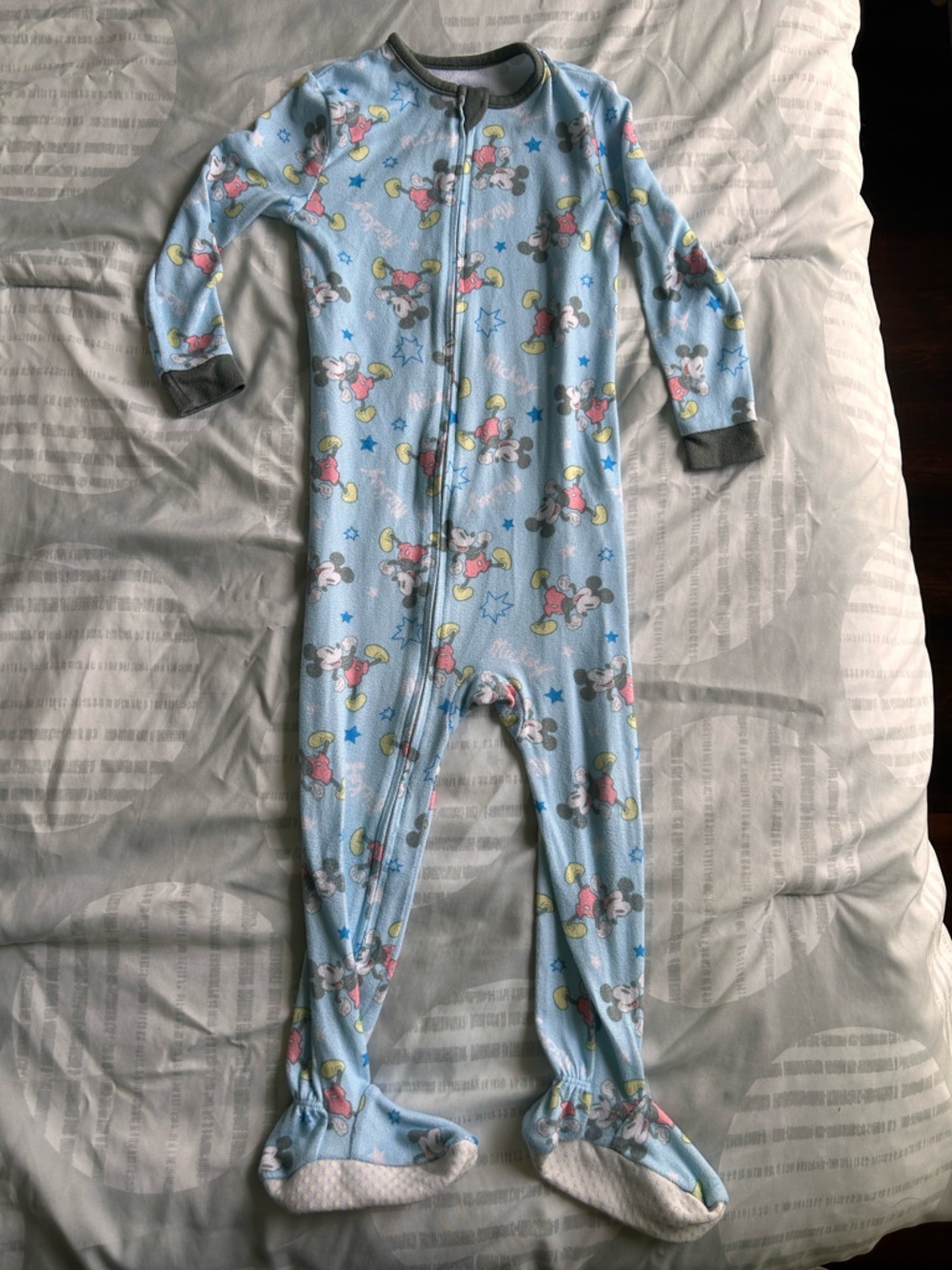 Disney Light Blue Mickey Mouse Footed One-Piece